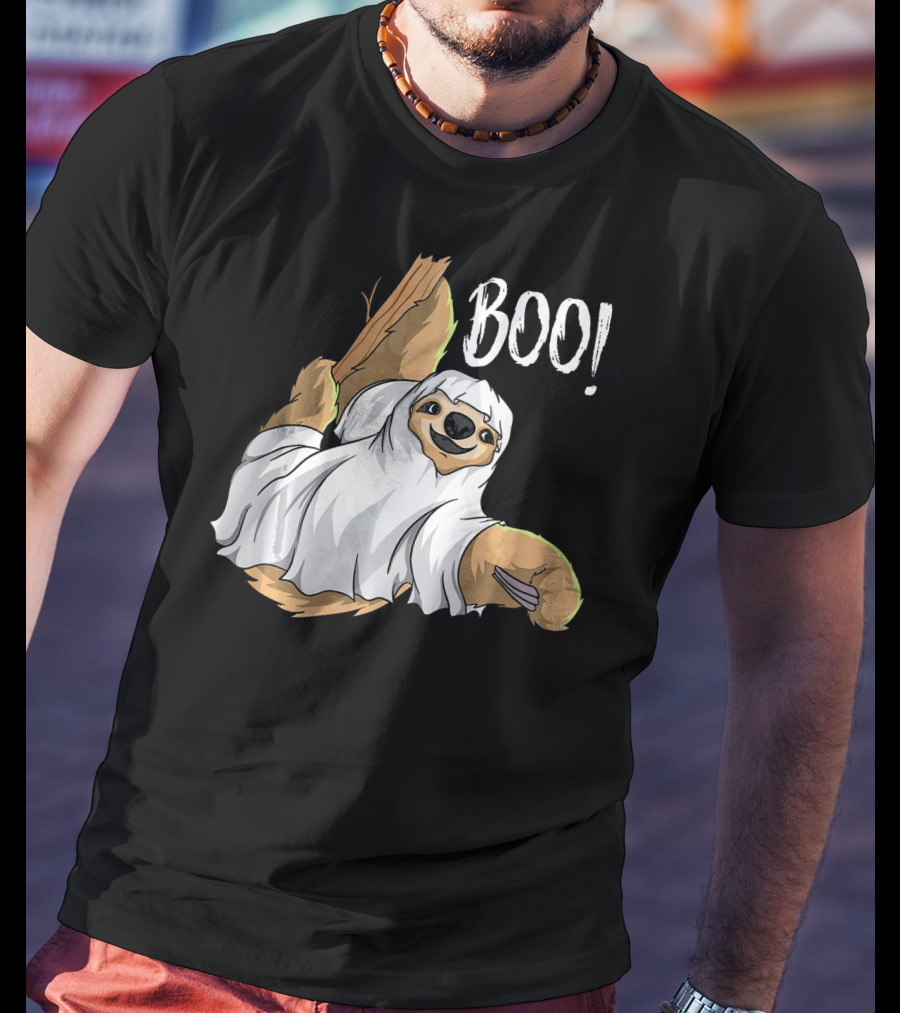 Boo Hanging Sloth Ghost Costume Funny Sloth T-Shirt
