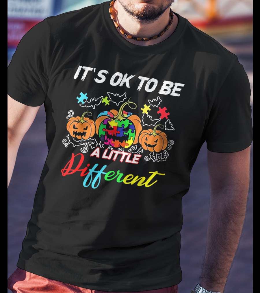 IT'S OK TO BE A LITTLE DIFFERENT Halloween Autism Pumpkin Puzzles T-Shirt