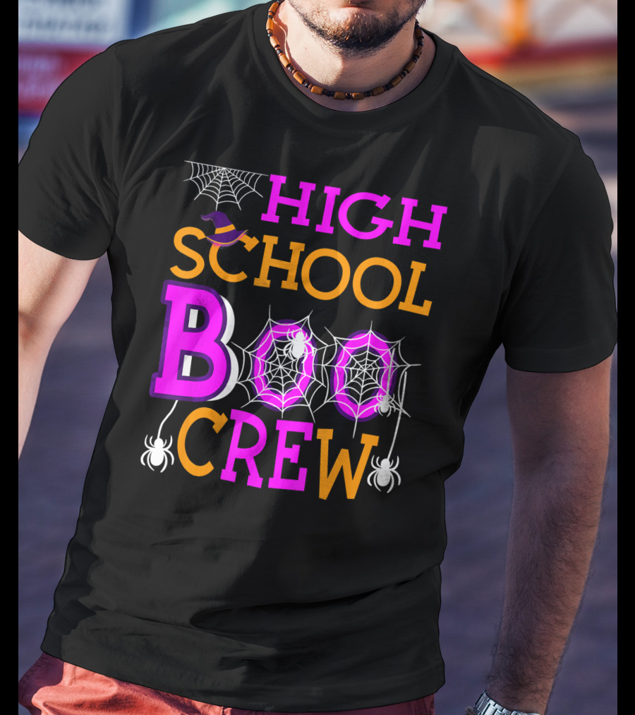 High School Boo Crew Spider Web Halloween Teacher T-Shirt