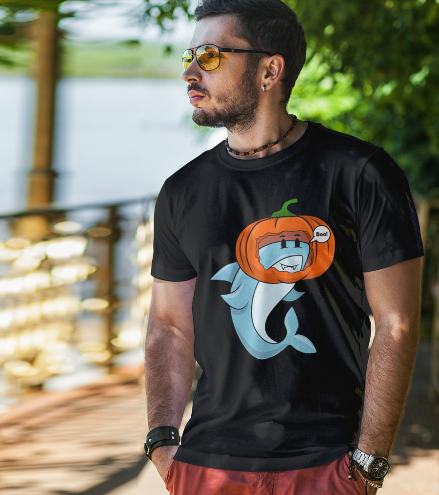 Halloween Boo Pumpkin Shark T-Shirt