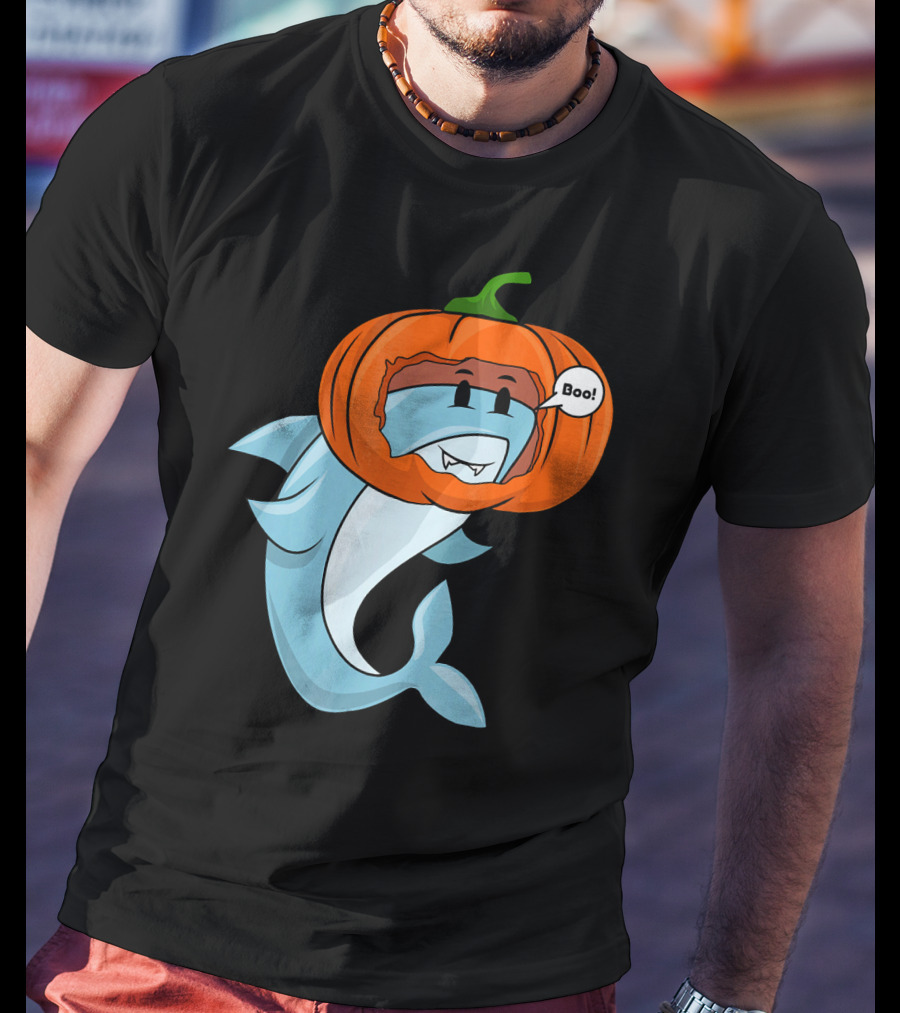 Halloween Boo Pumpkin Shark T-Shirt
