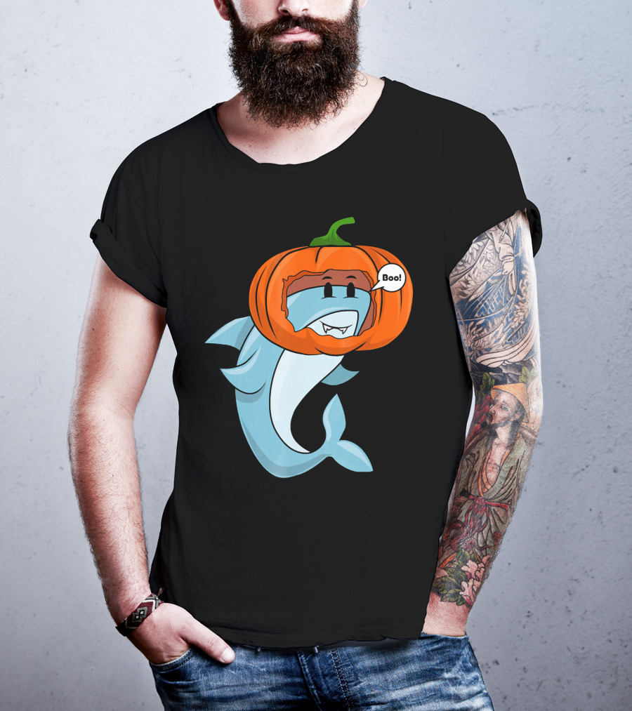 Halloween Boo Pumpkin Shark T-Shirt