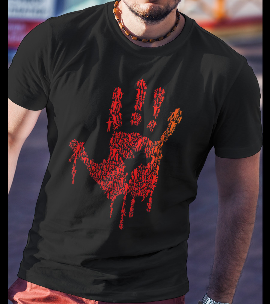 Horror Zombie Handprint Blood Red Palm T-Shirt