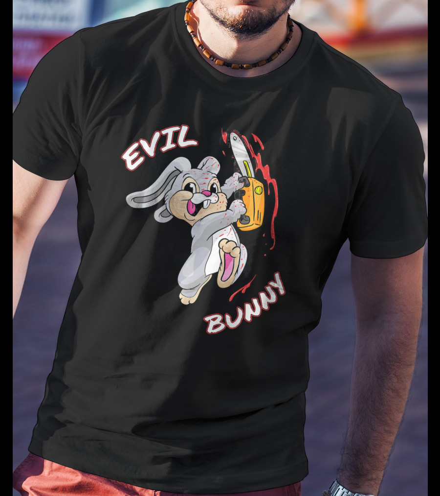 Evil Bunny Halloween Funny Bad Rab Chainsaw T-Shirt