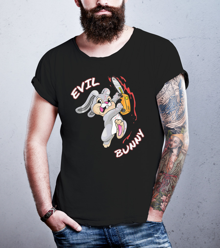 Evil Bunny Halloween Funny Bad Rab Chainsaw T-Shirt