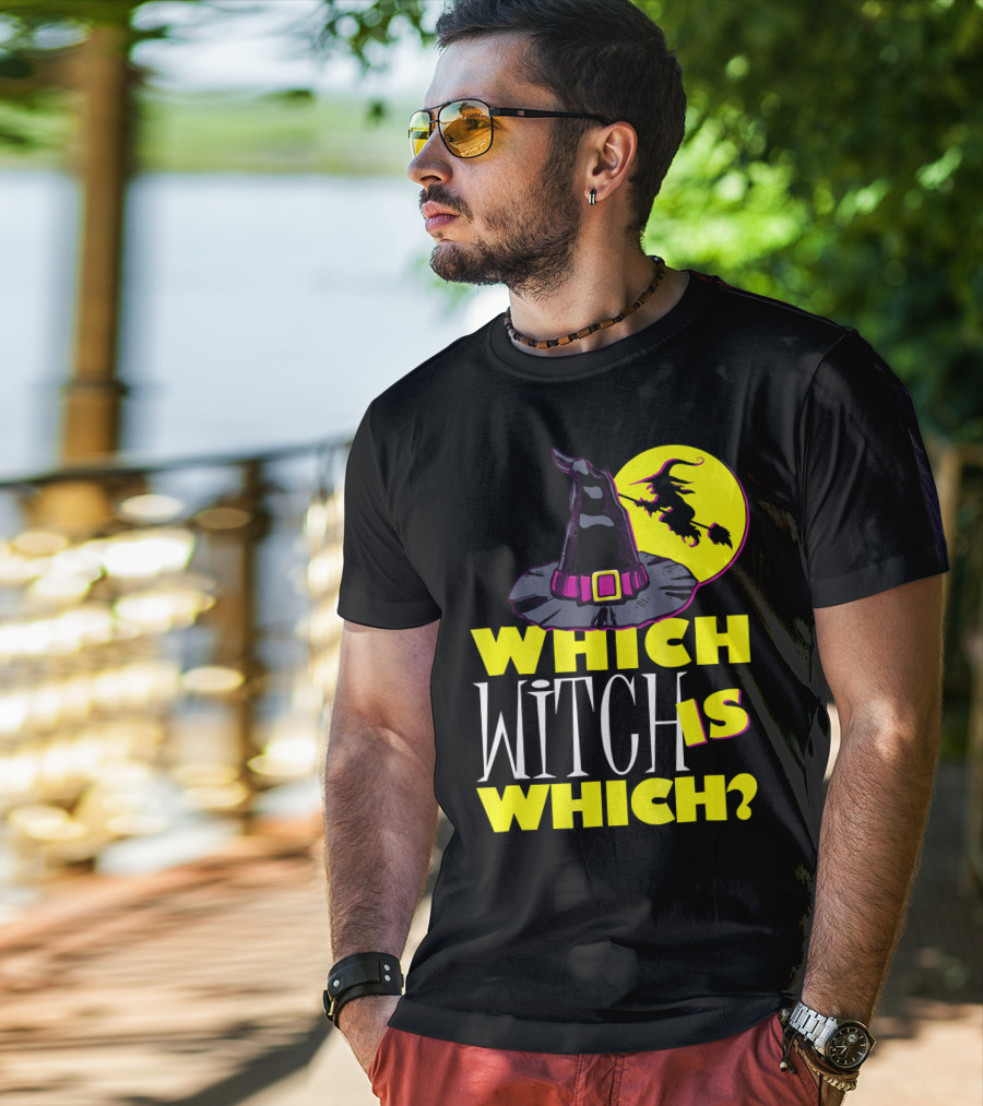 Which Witch Is Which Halloween Funny Witch Hat And Flying Witch T-Shirt