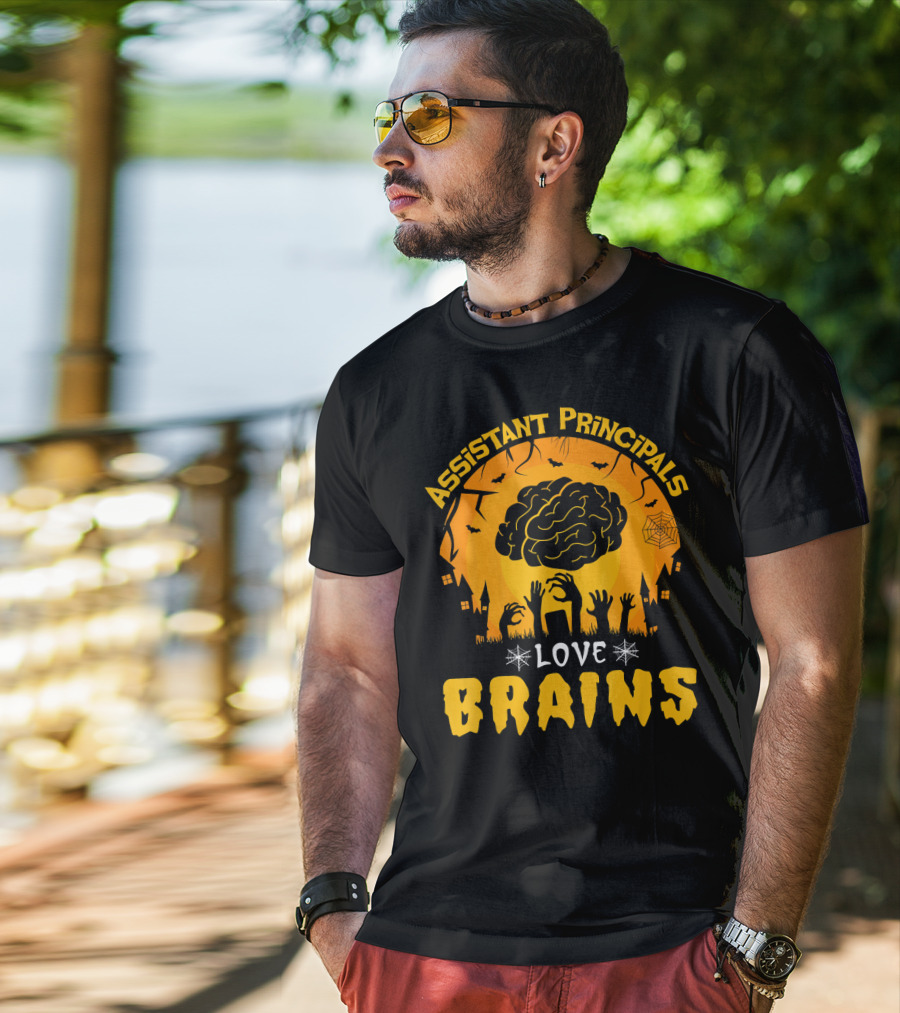 Assistant Principals Love Brains Halloween Zombie T-Shirt