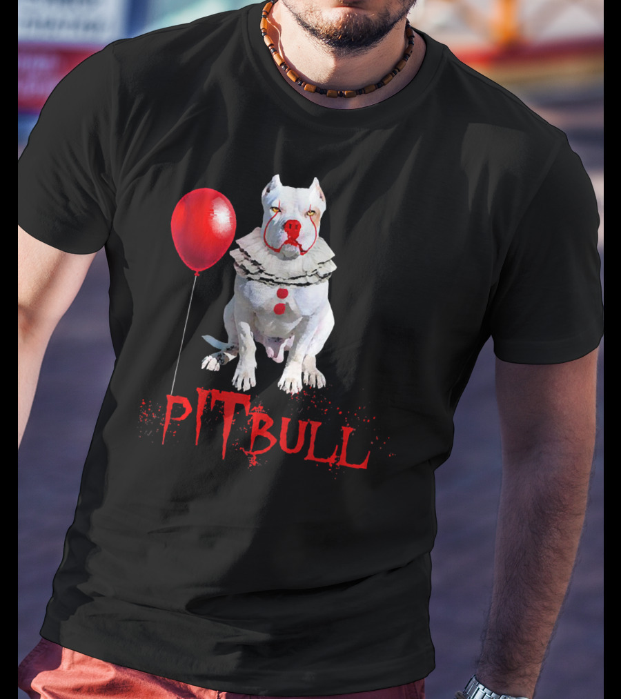 Pitbull IT Clown Balloon Halloween Day Horror T-Shirt