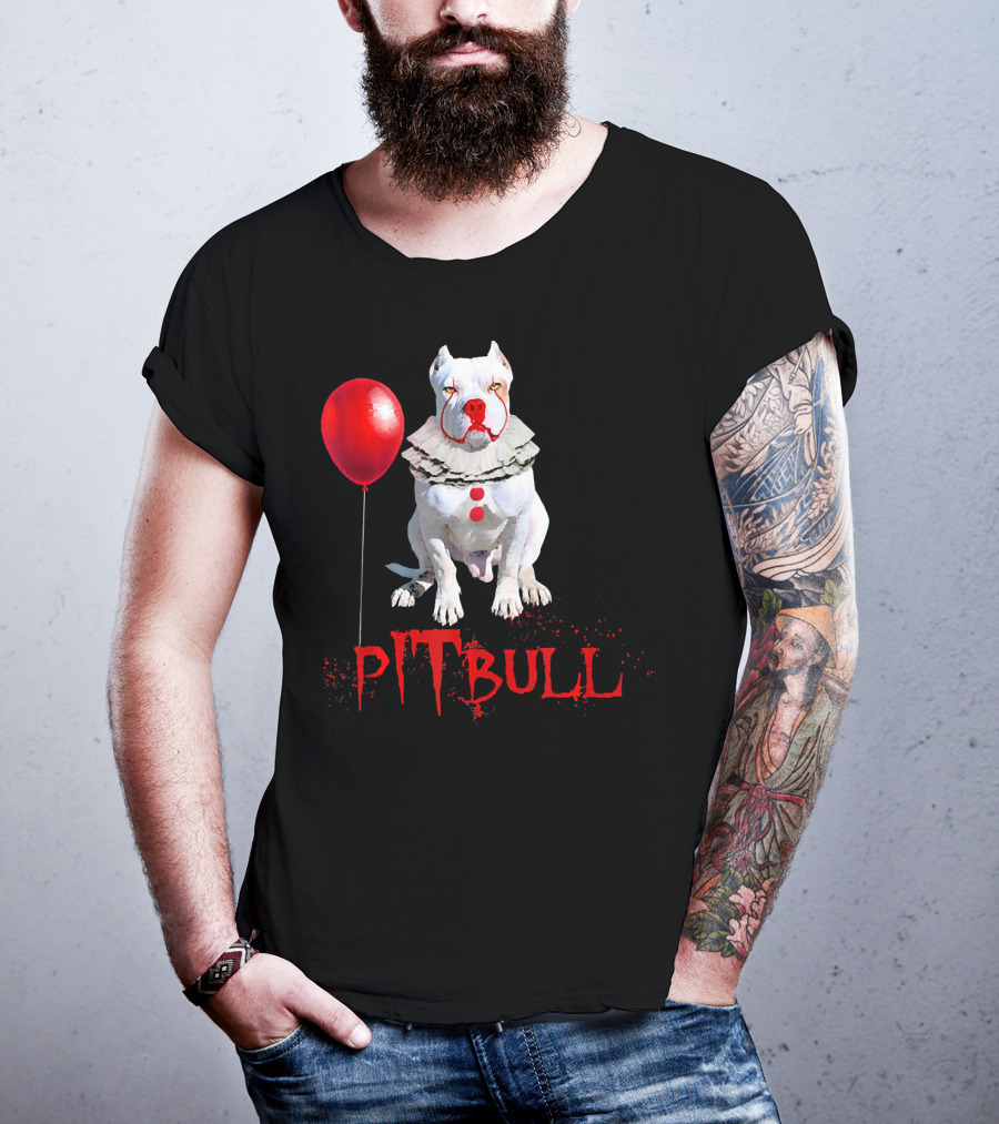 Pitbull IT Clown Balloon Halloween Day Horror T-Shirt