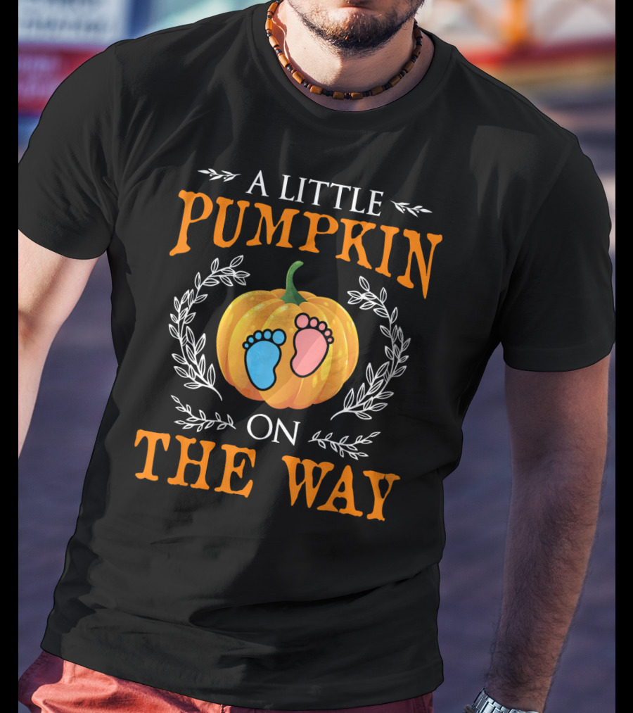 A Little Pumpkin On The Way With Footprints And Leaves T-Shirt