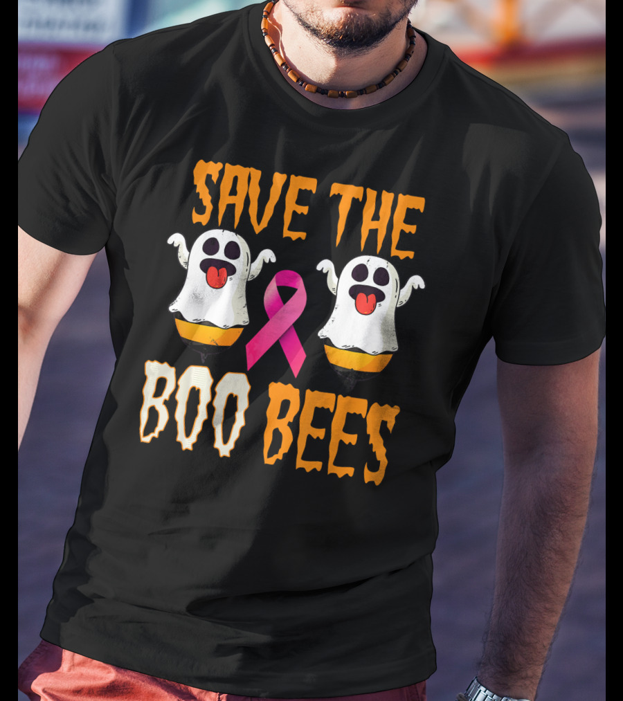 Save The Boo Bees Breast Cancer Awareness Pink Ghosts T-Shirt