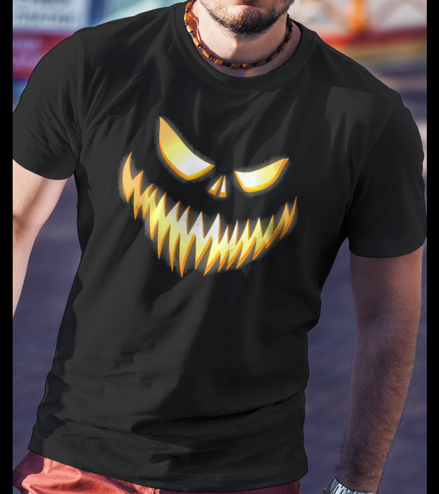 Scary Pumpkin Jack-O'-Lantern Face T-Shirt