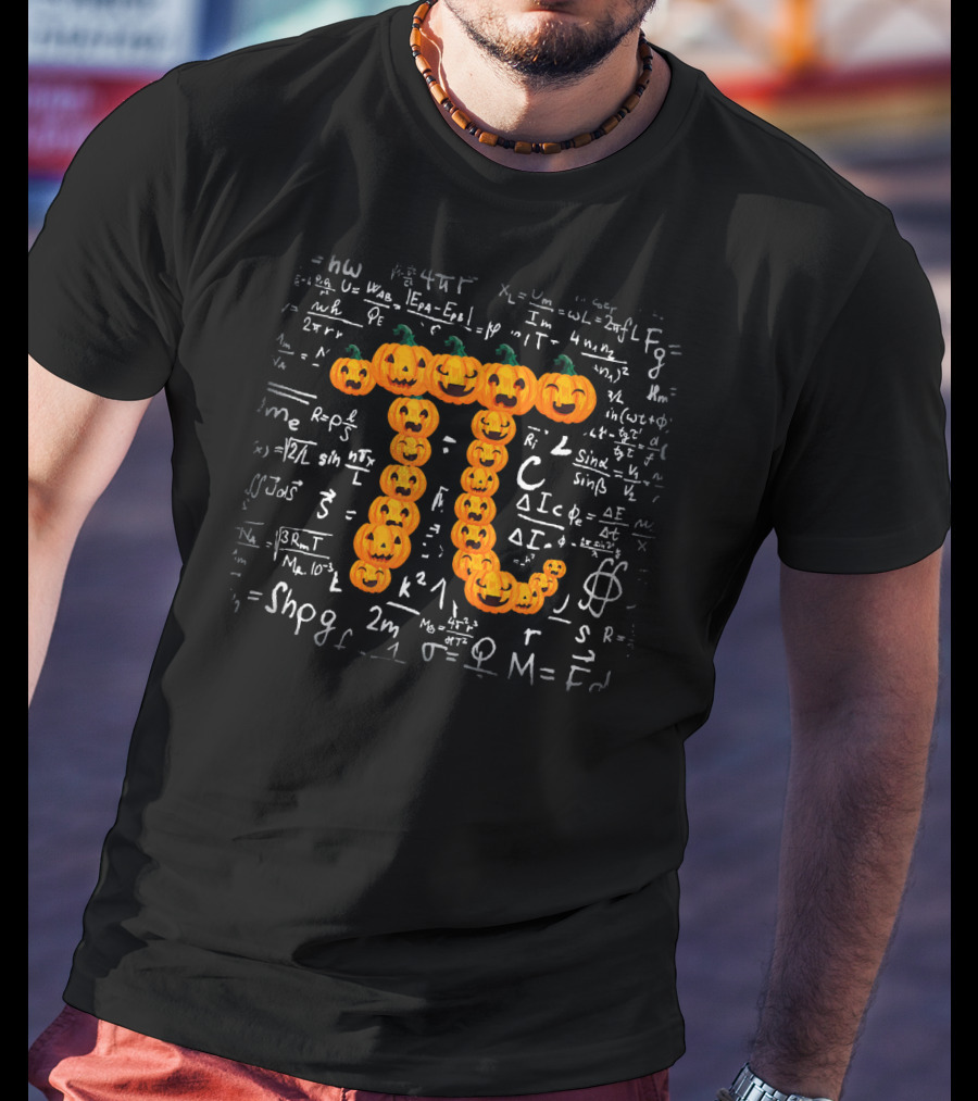 Pumpkin Pi Math Equation Symbols Halloween T-Shirt