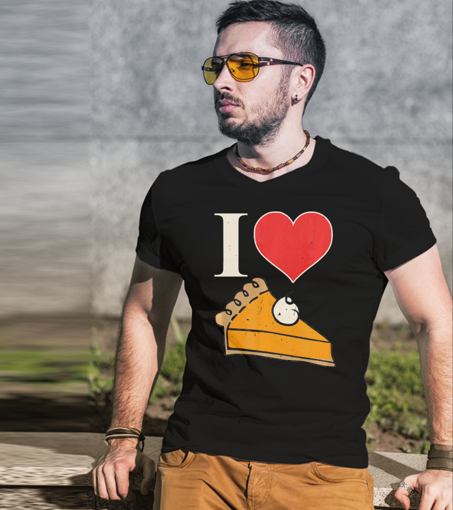 I Love Pumpkin Pie Heart Slice Funny Holiday T-Shirt