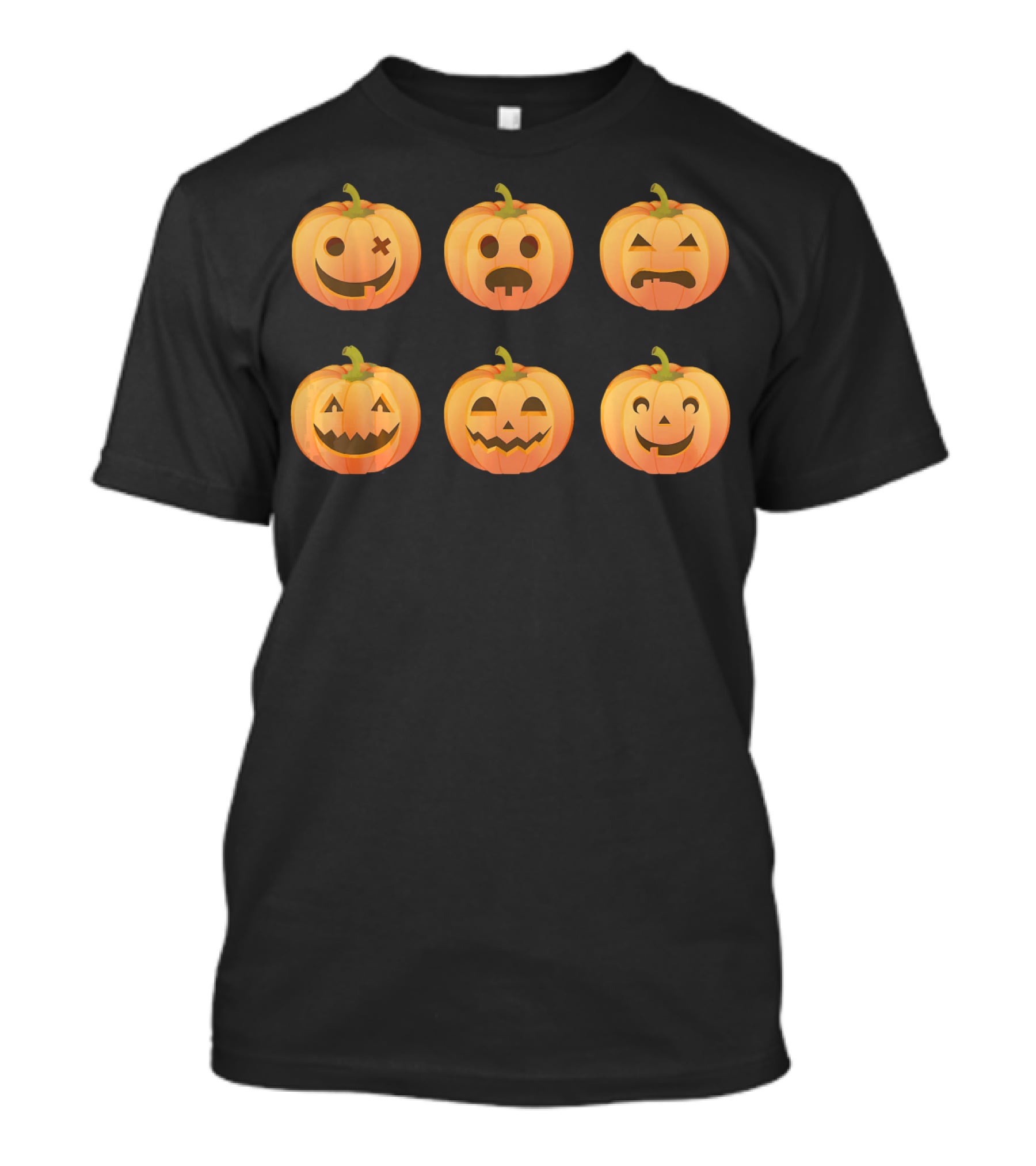 Pumpkin Emoji Faces Halloween Expressions T-Shirt