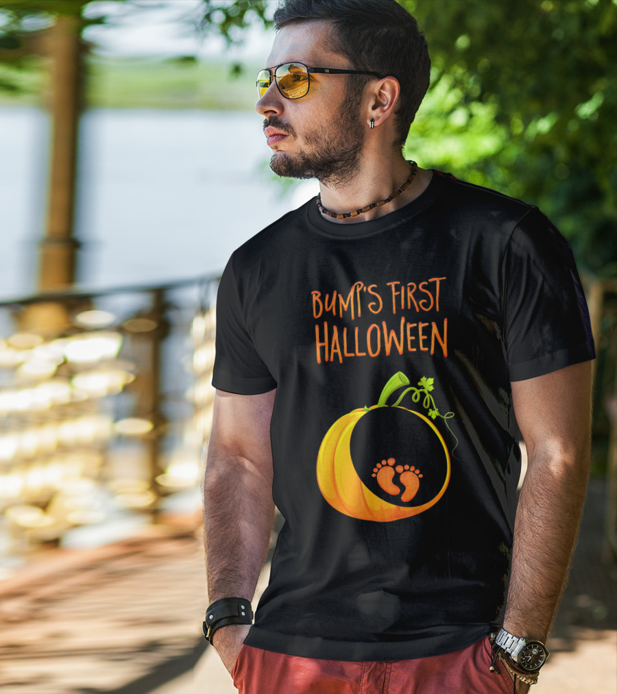 Bump's First Halloween Pumpkin Baby Feet T-Shirt