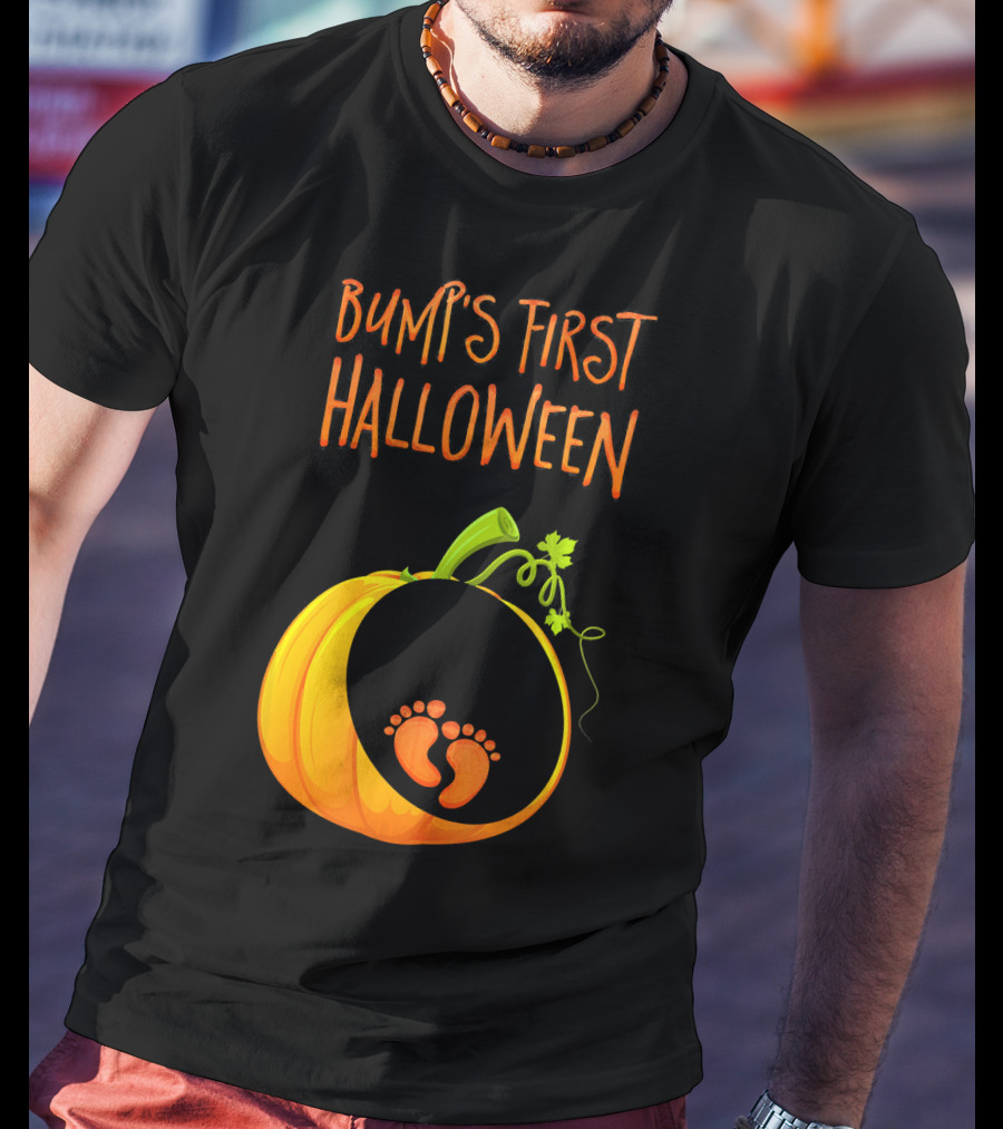 Bump's First Halloween Pumpkin Baby Feet T-Shirt