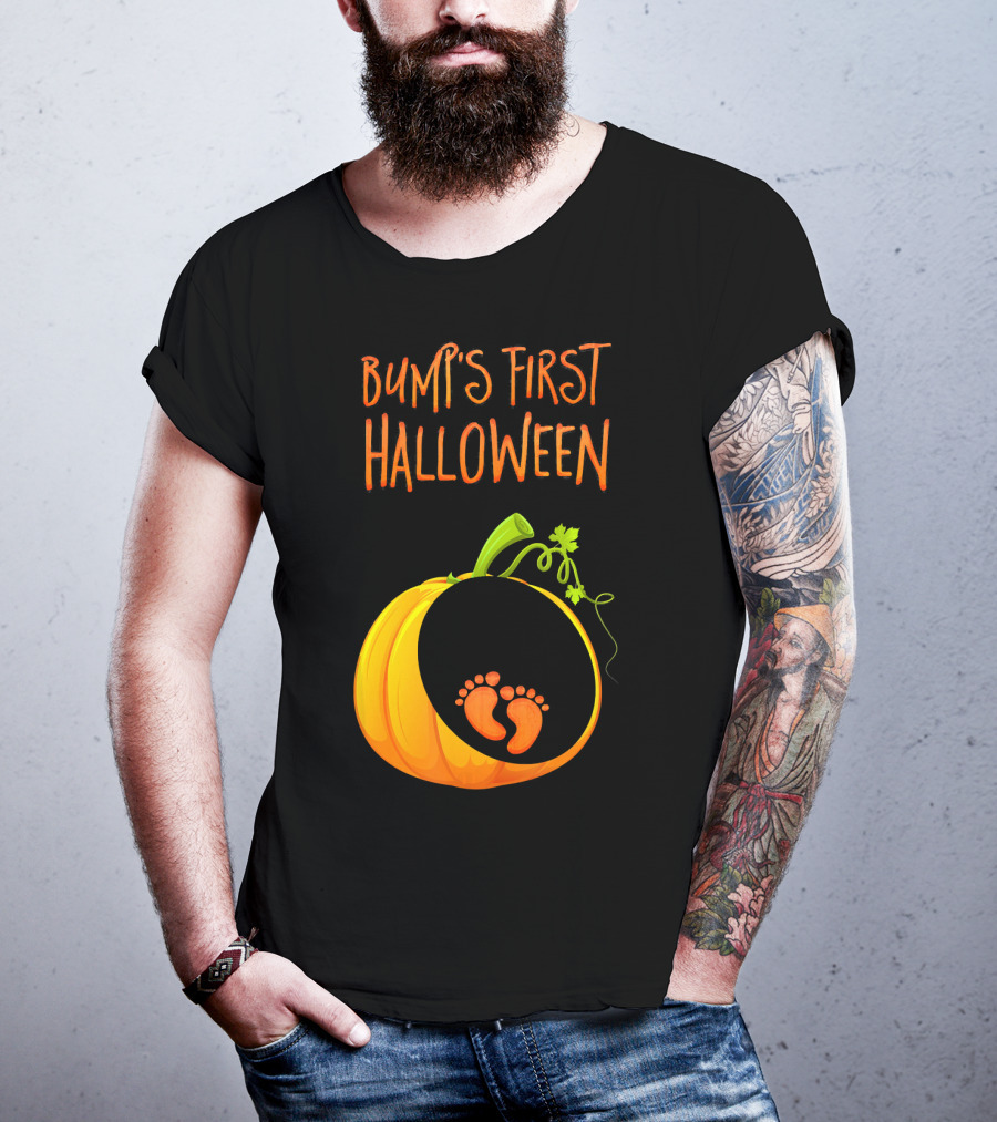 Bump's First Halloween Pumpkin Baby Feet T-Shirt