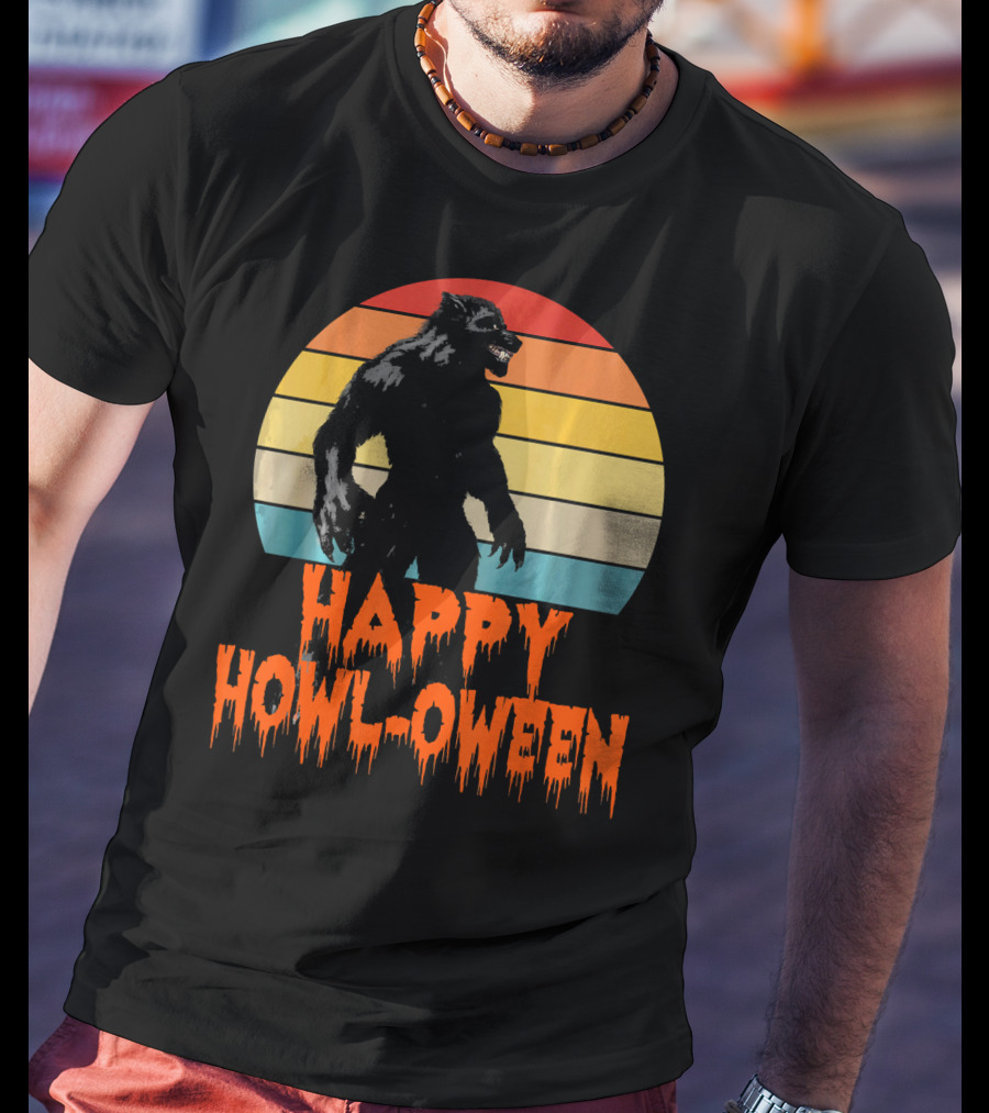 Happy Howl-Oween Werewolf Vintage Werewolves Halloween Co T-Shirt