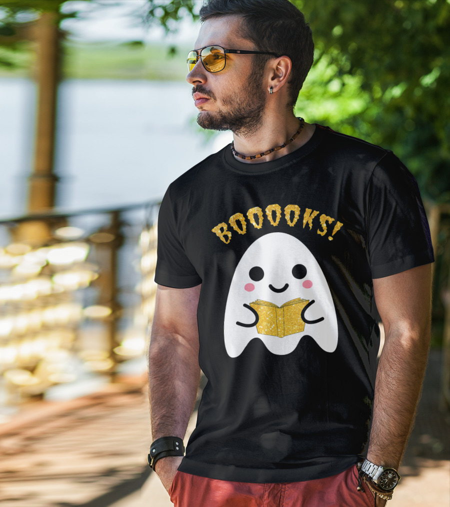 BOOOKS Ghost Reading Book Halloween Costume T-Shirt