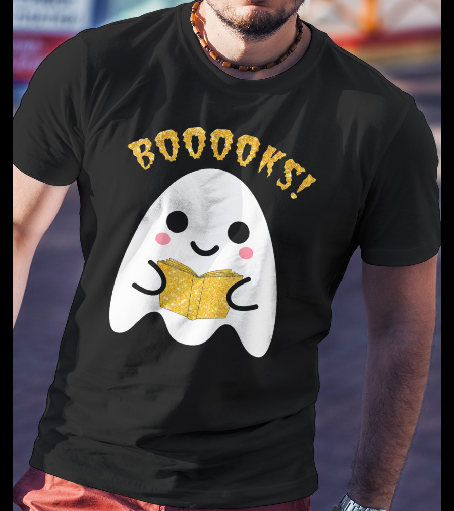 BOOOKS Ghost Reading Book Halloween Costume T-Shirt