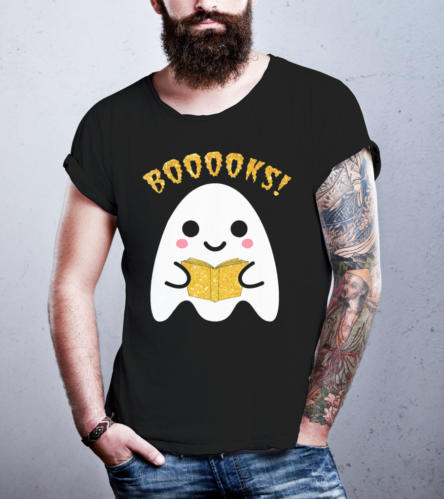 BOOOKS Ghost Reading Book Halloween Costume T-Shirt