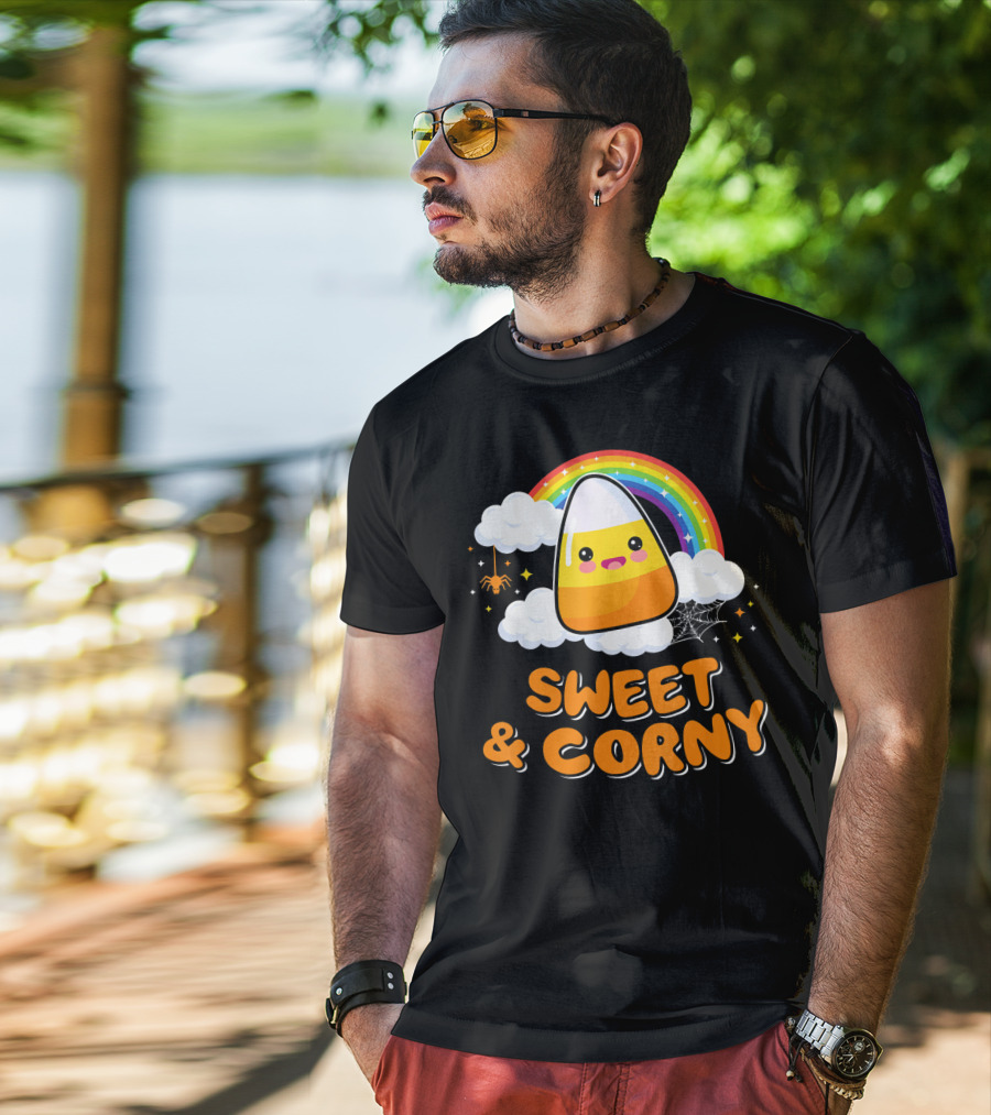 Sweet And Corny Cute Candy Corn Kawaii Halloween T-Shirt