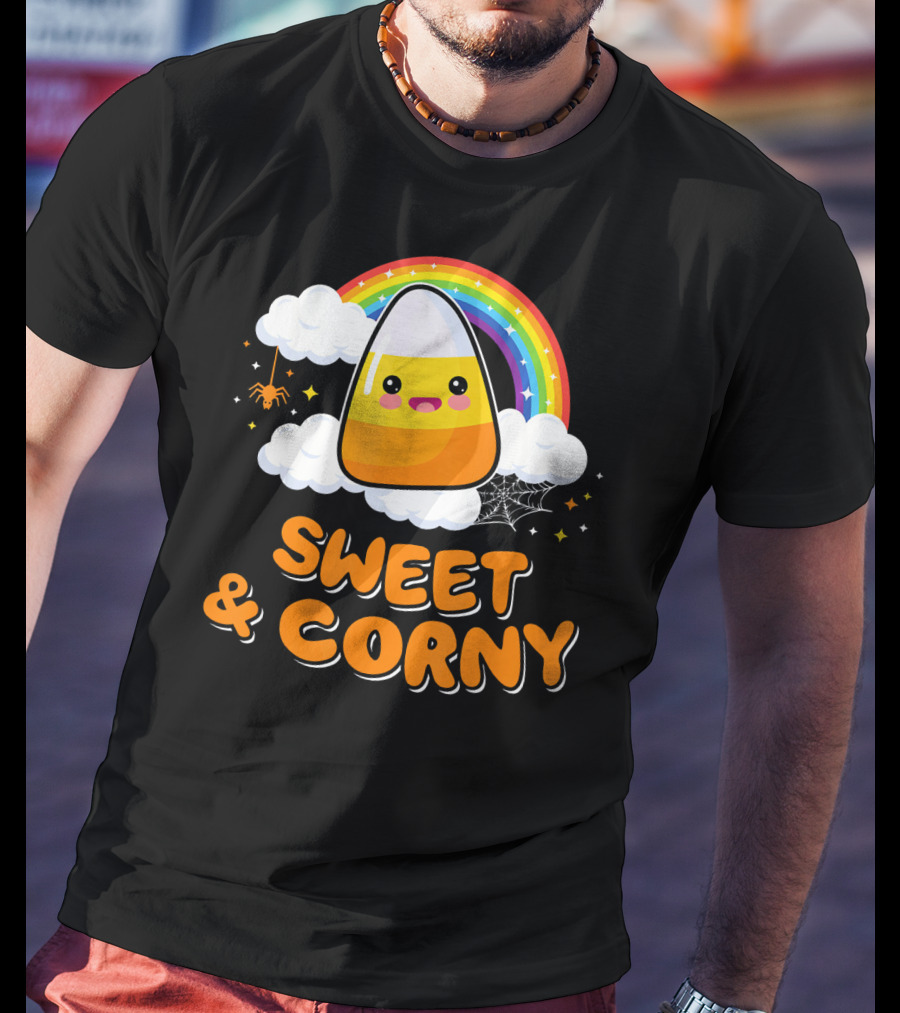 Sweet And Corny Cute Candy Corn Kawaii Halloween T-Shirt