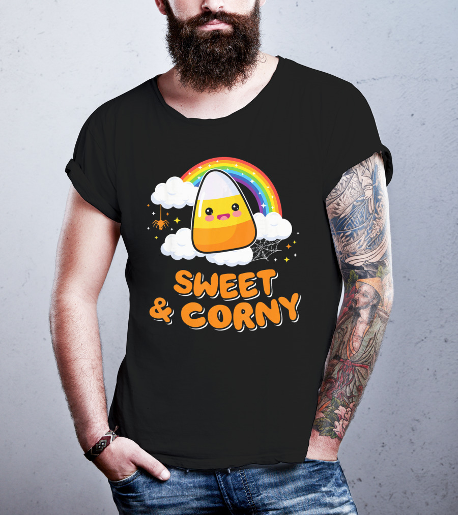 Sweet And Corny Cute Candy Corn Kawaii Halloween T-Shirt