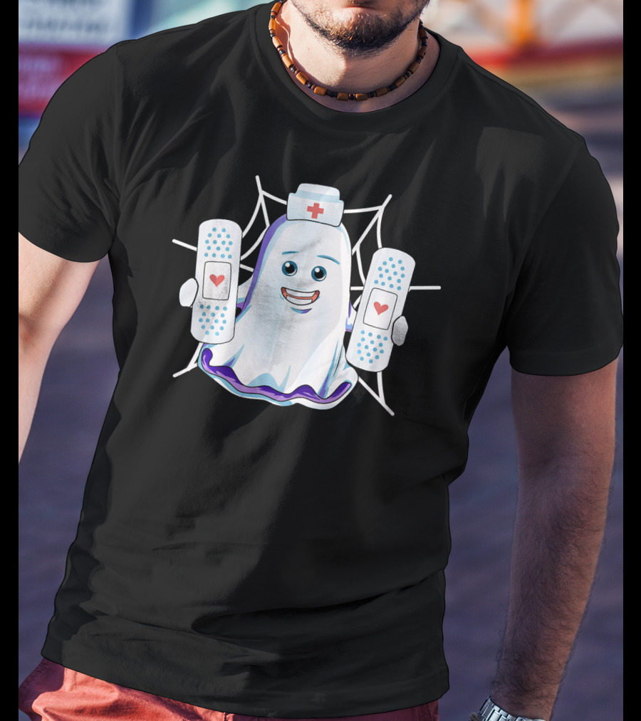 Ghost Nurse Holding Bandages With Hearts T-Shirt