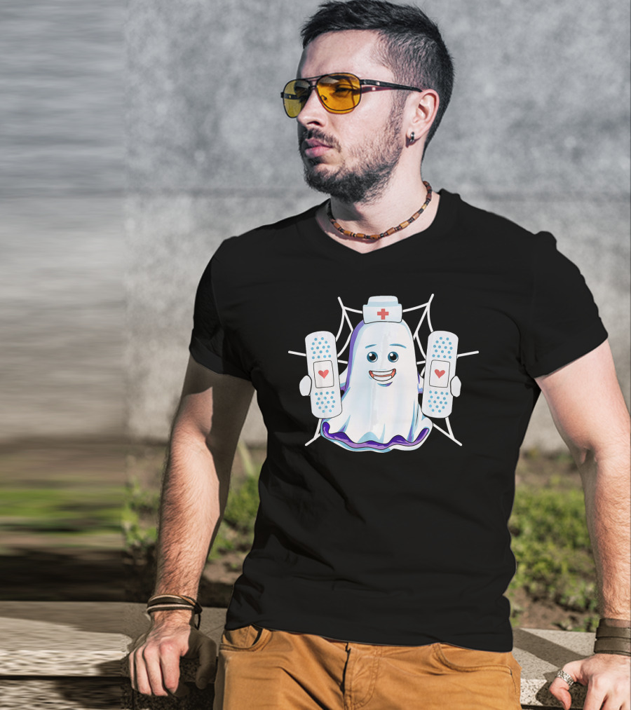 Ghost Nurse Holding Bandages With Hearts T-Shirt