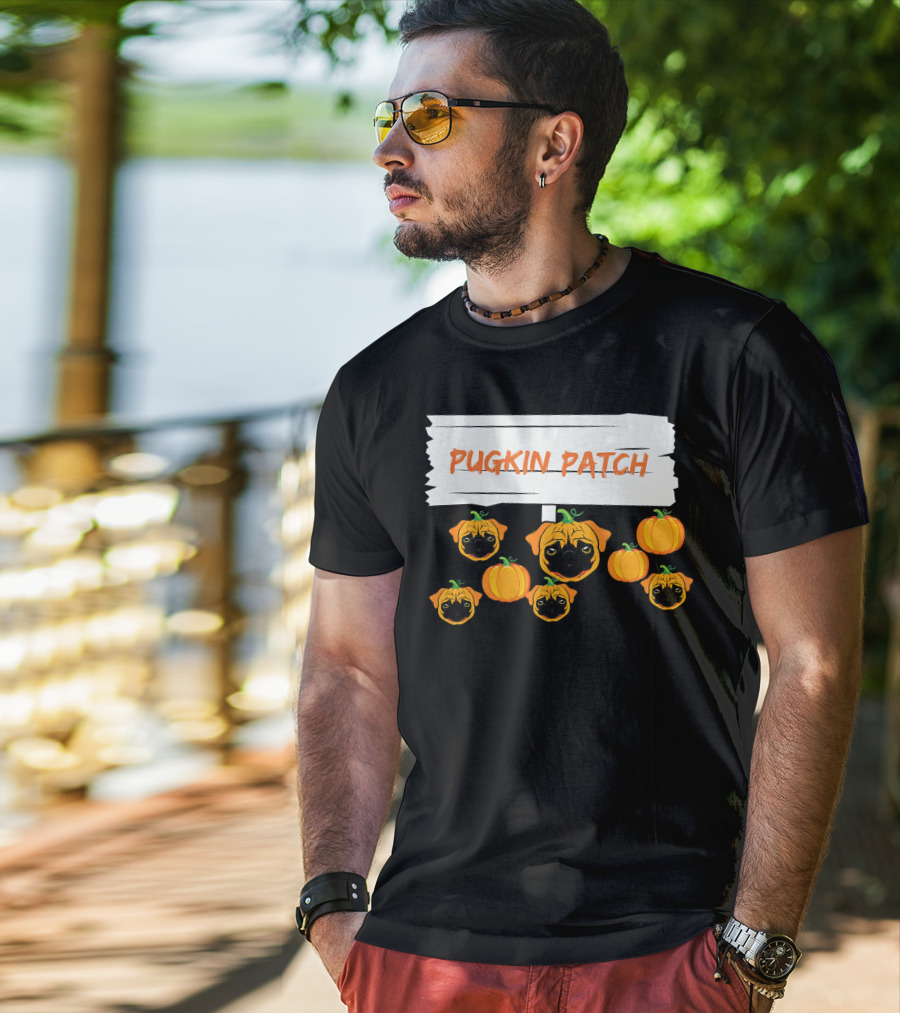 Pugkin Patch Halloween Pumpkin Pug Dog Lovers T-Shirt
