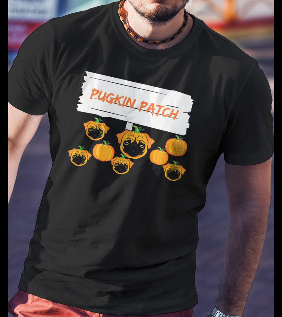 Pugkin Patch Halloween Pumpkin Pug Dog Lovers T-Shirt