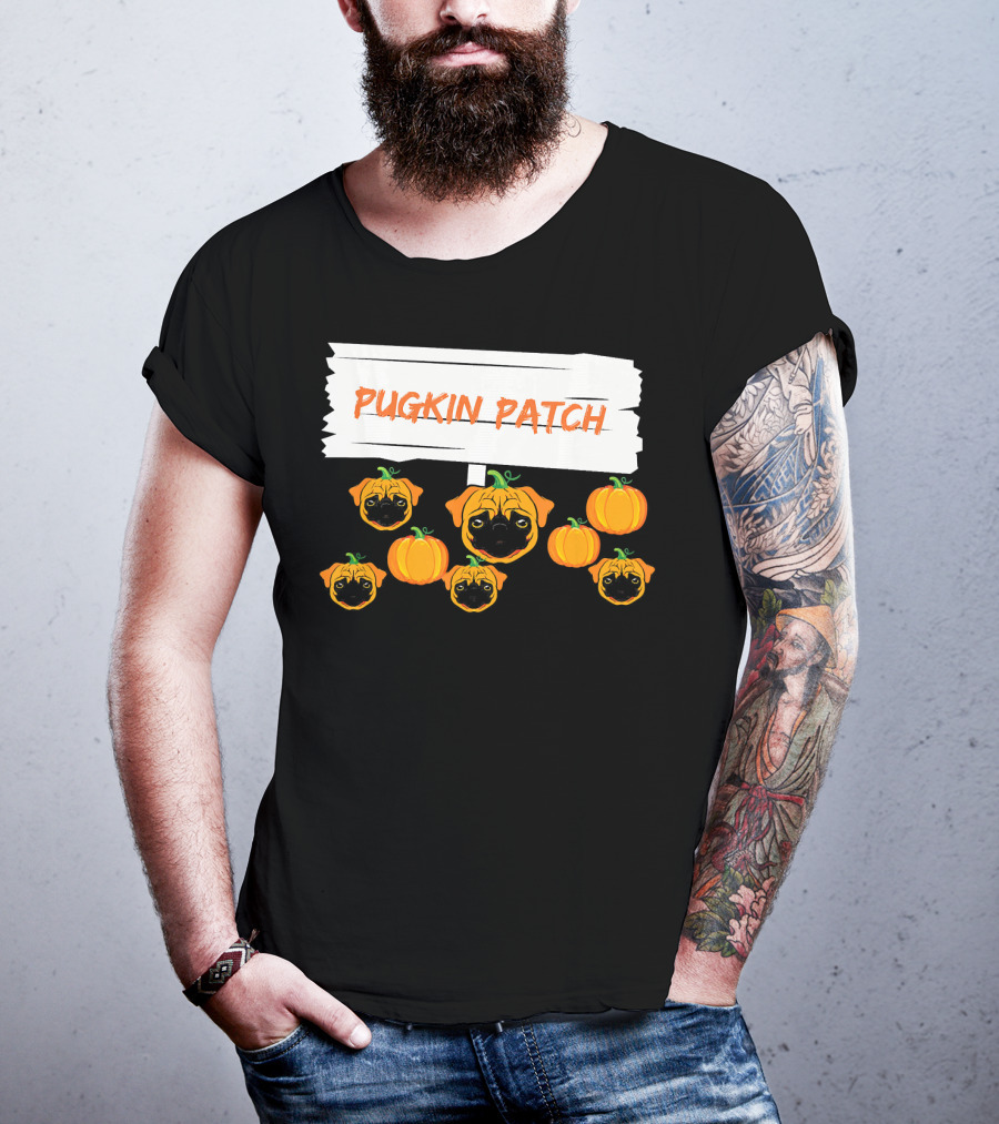 Pugkin Patch Halloween Pumpkin Pug Dog Lovers T-Shirt