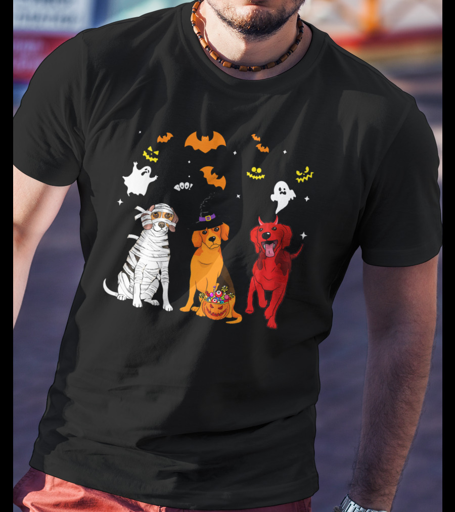 Halloween Beagle Dogs Mummy Witch Ghosts Bats T-Shirt
