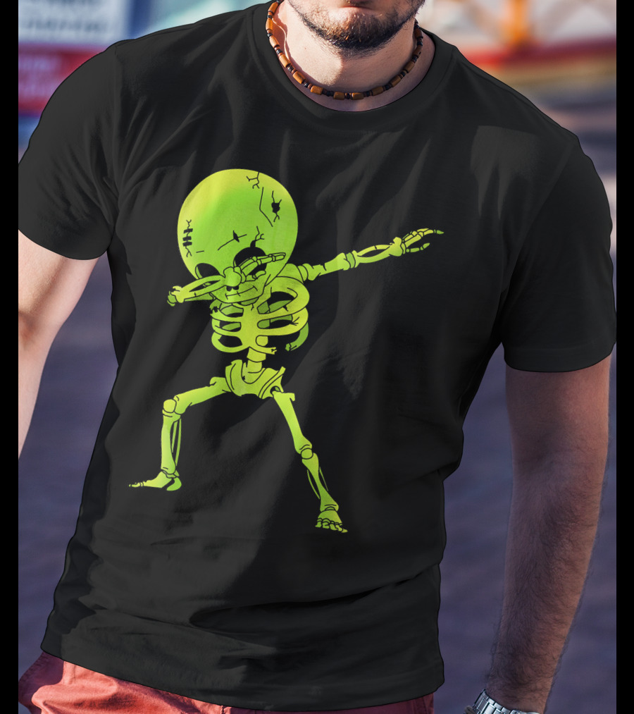Skeleton Dabbing Zombie Halloween Moon T-Shirt