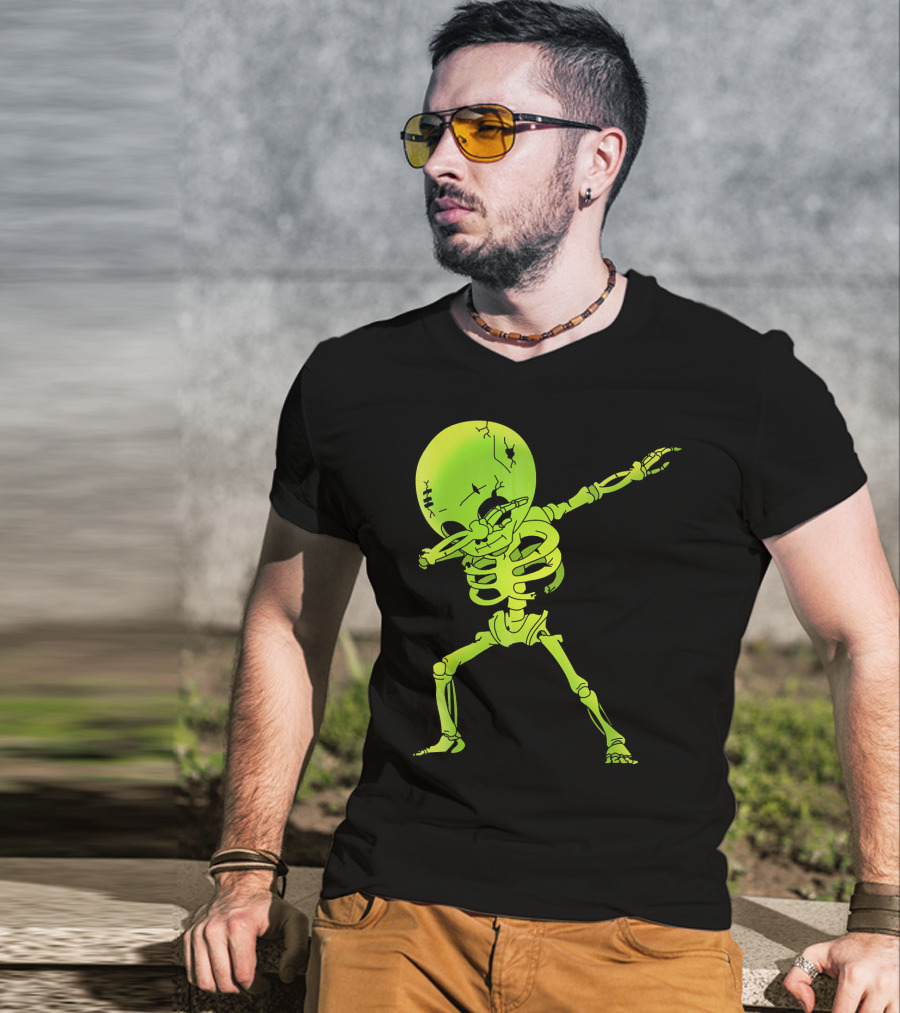 Skeleton Dabbing Zombie Halloween Moon T-Shirt