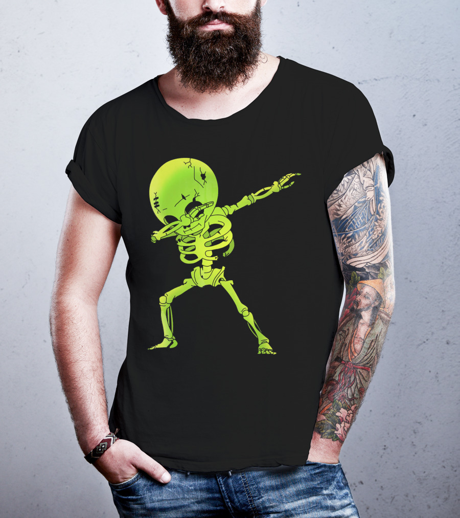 Skeleton Dabbing Zombie Halloween Moon T-Shirt