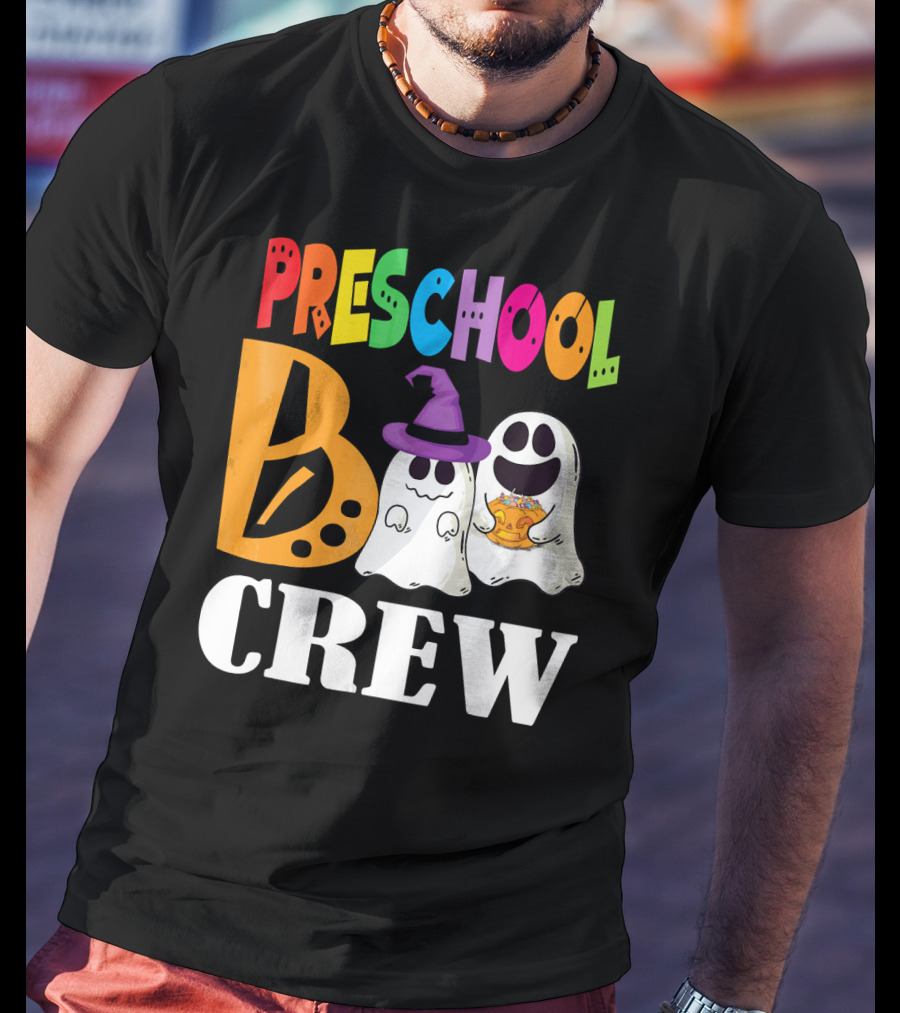 Preschool Boo Crew Smile Ghost Witch Pumpkin T-Shirt
