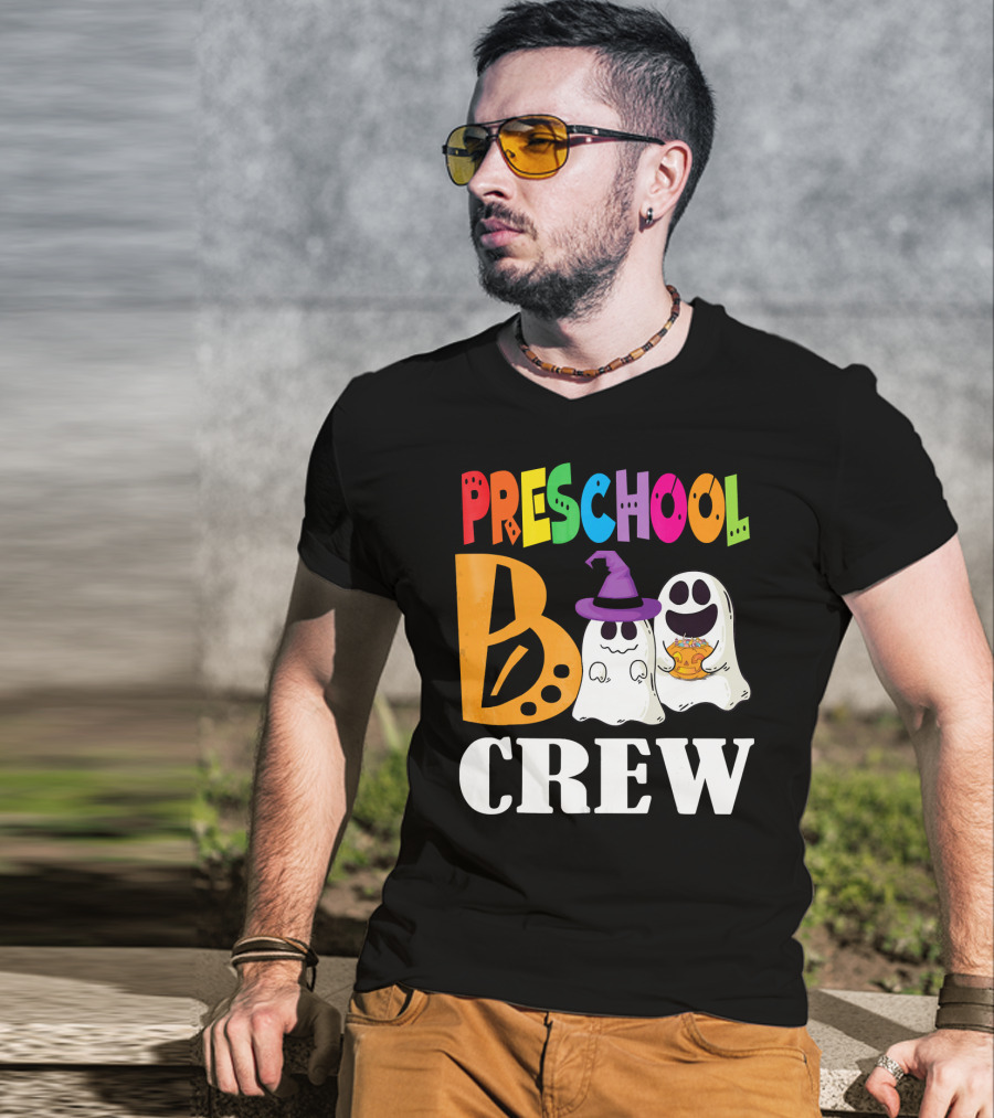 Preschool Boo Crew Smile Ghost Witch Pumpkin T-Shirt