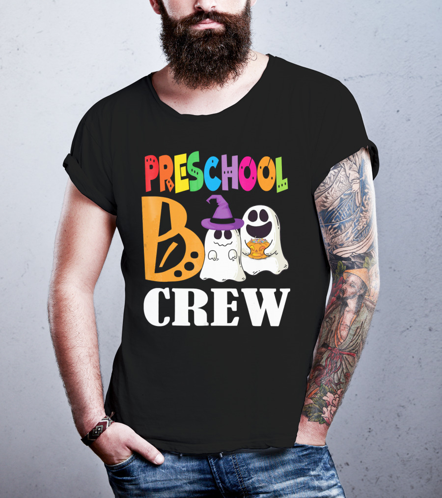 Preschool Boo Crew Smile Ghost Witch Pumpkin T-Shirt