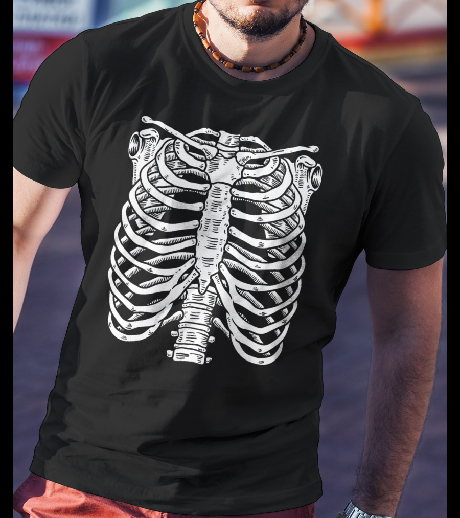 Halloween Skeleton Ribcage Premium Costume T-Shirt