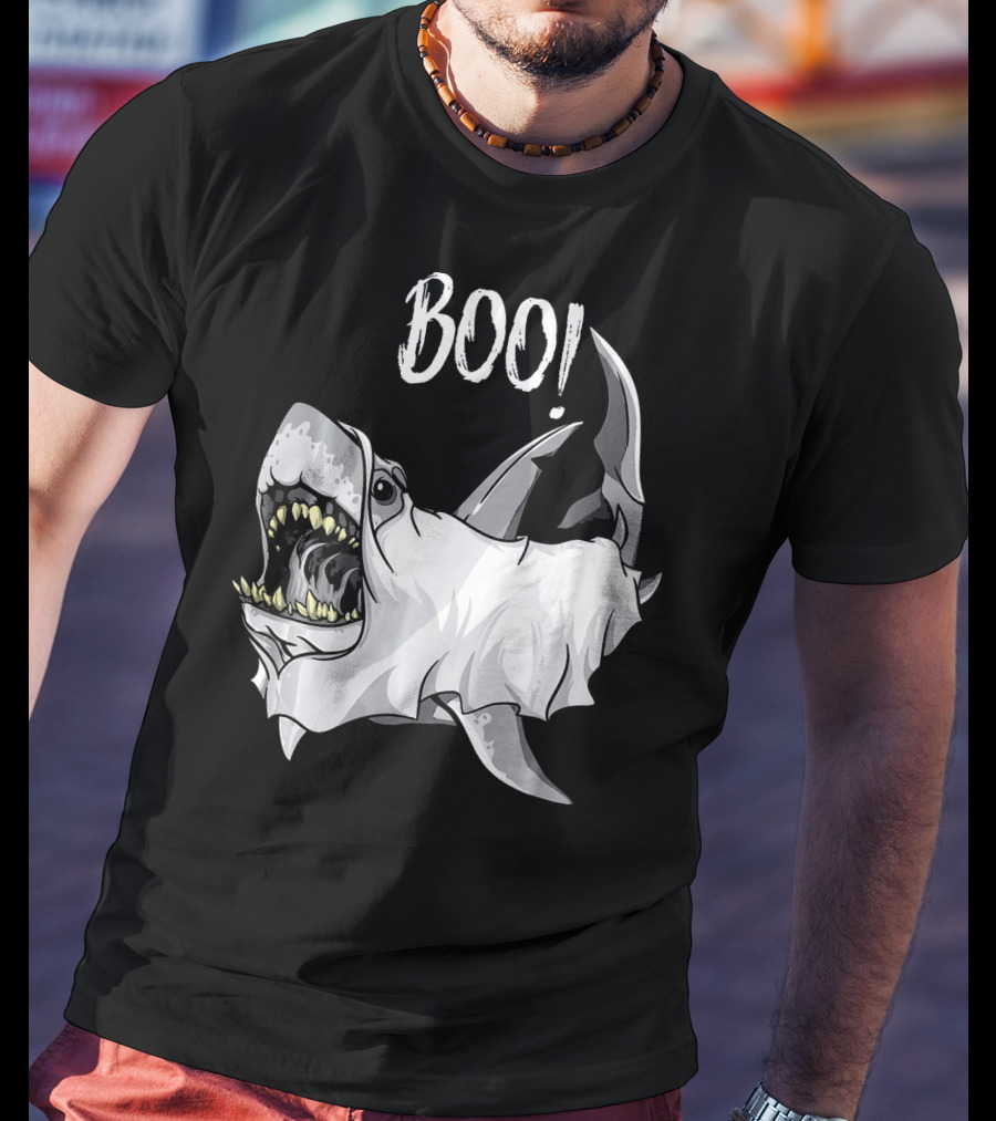 BOO Great White Shark Ghost T-Shirt