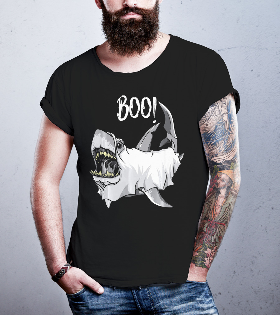BOO Great White Shark Ghost T-Shirt