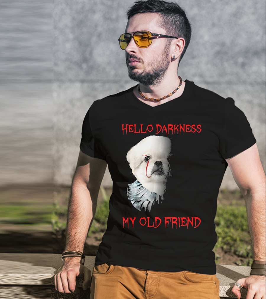 Halloween Hello Darkness My Old Friend Creepy Clown Dog T-Shirt