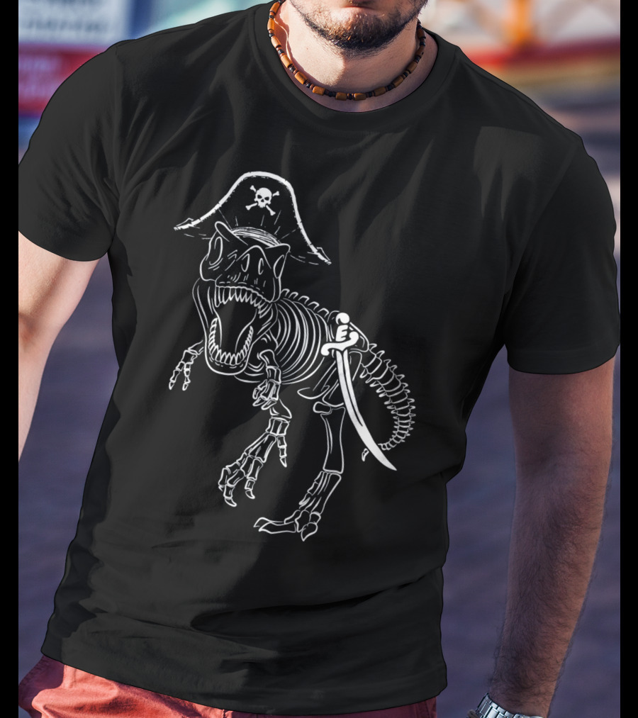 T-Rex Skeleton With Pirate Hat And Sword T-Shirt