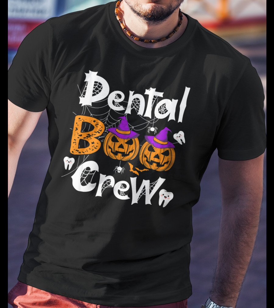 Dental Boo Crew Halloween Dental Humor Pumpkins Teeth Spiders T-Shirt