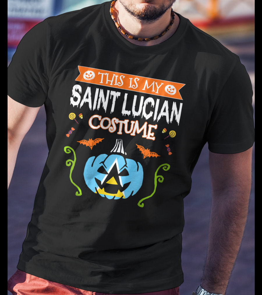 This Is My Saint Lucian Costume Halloween Pumpkin Bat T-Shirt