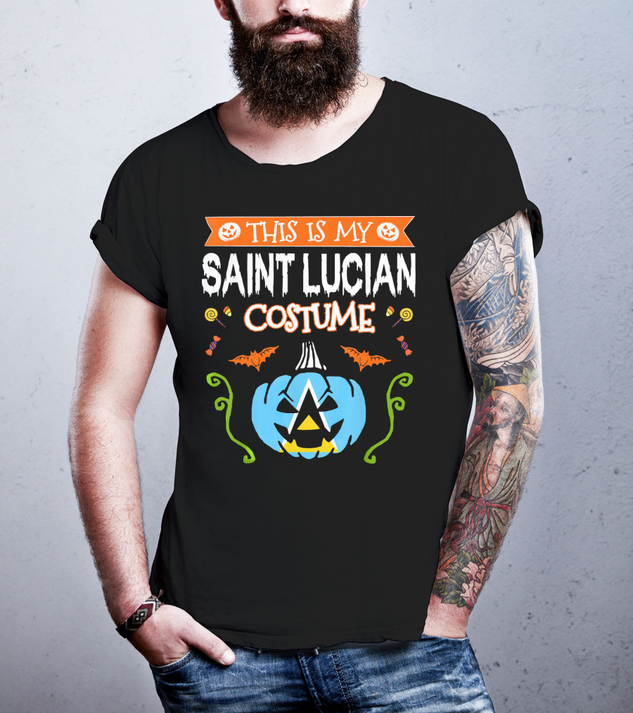 This Is My Saint Lucian Costume Halloween Pumpkin Bat T-Shirt