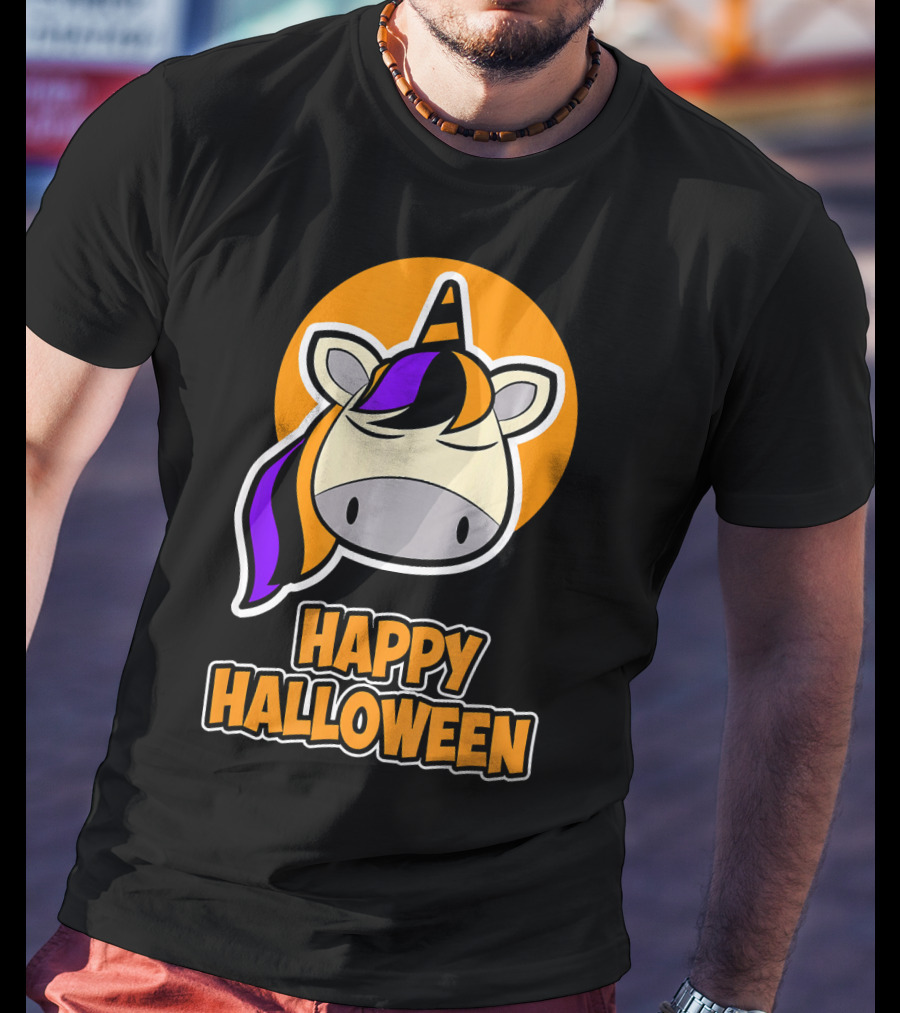 Happy Halloween Colorful Sleeping Unicorn T-Shirt